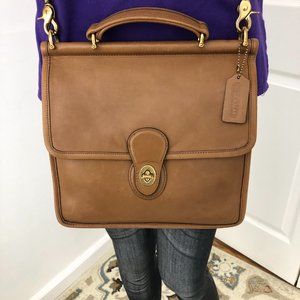 Vintage Coach Camel leather Cross body Willis tote bag style G3Q -9927.